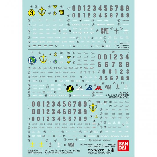 Gundam Decal No. 118 MG 1/100 GM Sniper II / GM Command